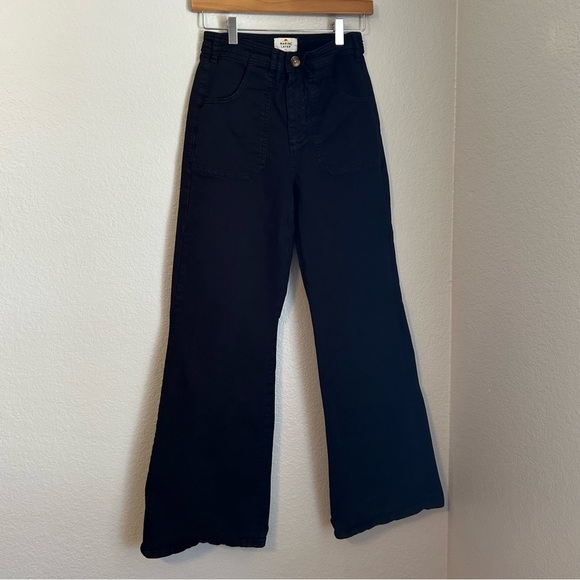 Marine Layer Bridget Twill Flare Patch Pants W/Patch Pockets Faded Black, Size 6 - Picture 5 of 13
